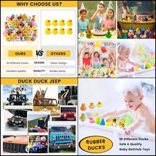Rubber Ducks with Tags for Ducking, 30 Pcs Jeep Ducks for Ducking