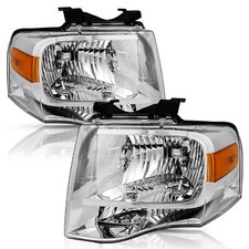 For 2007-2014 Ford Expedition Headlights Chrome Housing Amber Corner Assembly