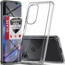 For Motorola Edge 2022/Edge Plus 2023/Edge 5G UW 2021 Case Phone Cover + Glass