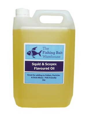 Squid & Scopex Flavoured Oil 5ltr - Fishing Bait, Carp, Bait Dip - 5 Litre