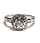 14k white gold 1.12 round diamond halo bezel set engagement ring 4.2g vintage 8 — photo 1