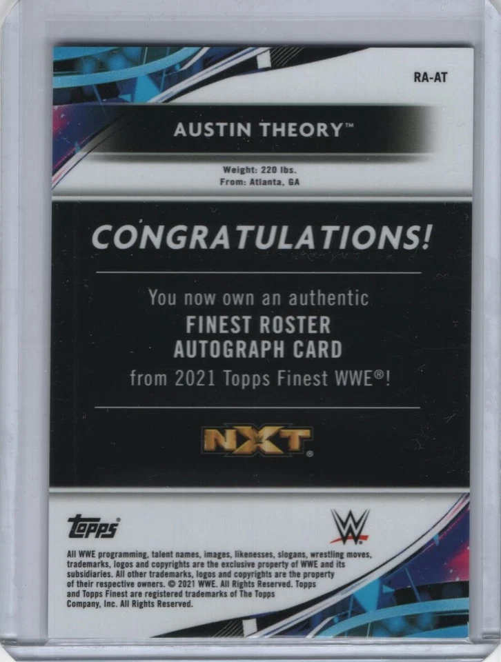 2021 Topps Finest WWE Roster Autograph #RA-AT Austin Theory - Image 2 of 2