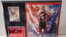 MITCH RICHMOND SIGNED PHOTO USA BASKETBALL TEAM ON PLAGUE W/ CARD PLATE COA