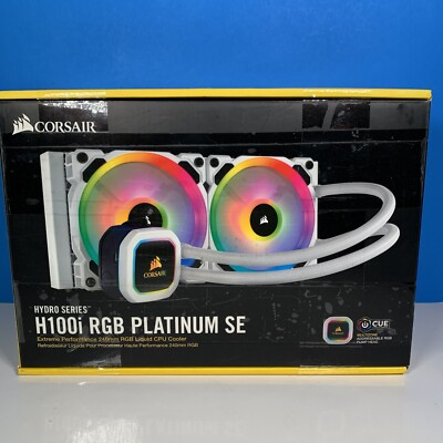 Corsair Hydro Series H100i RGB Platinum SE 240mm RGB Liquid CPU Cooler - White