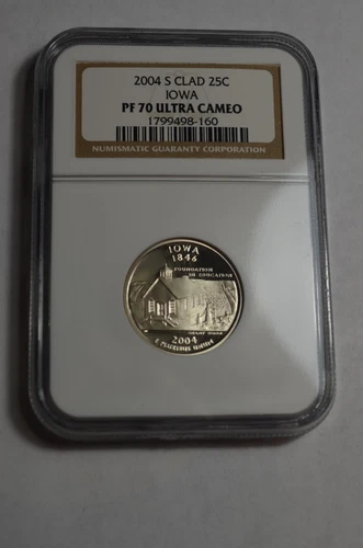 2004 S Clad Proof IOWA State Quarter NGC PF 70 ULTRA CAMEO