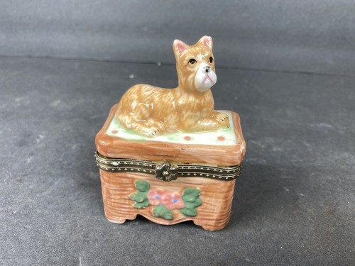 Limoges Style Dog Trinket Box - Imagen 2 de 9