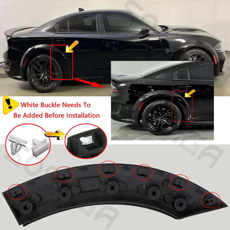 Moldura de alargadores de porta traseira lateral direita preto brilhante Widebody 20-24 para Dodge Charger - Imagem 2 de 4