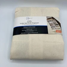 Mainstays 12 Pair Under Bed Shoe Organizer Storage Canvas 24”x40”x6” New