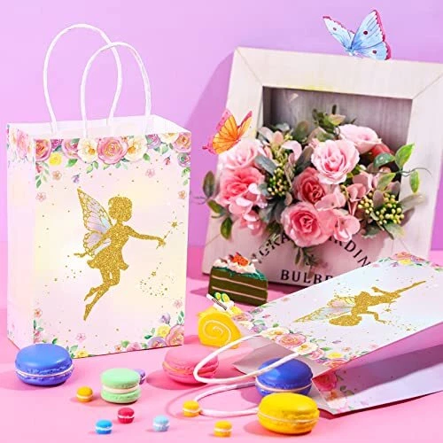 Bolsas de regalo de hadas florales de 16 piezas con papel de seda rosa y púrpura floral  Foto 3 de 4