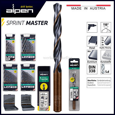 Alpen HSS Sprint Master Metallbohrer 1,0-13,0mm - Stahl,Kupfer,Alu,Kunststoff
