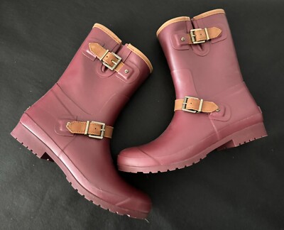 SPERRY Top-Siders Walker Burgundy Buckled Women’s Waterproof Rain Boots 11  M US