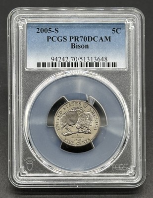 Atemberaubende amerikanische 5C 2005-S bewertet Bison Jefferson PR70DCAM Nickel Proof Münze