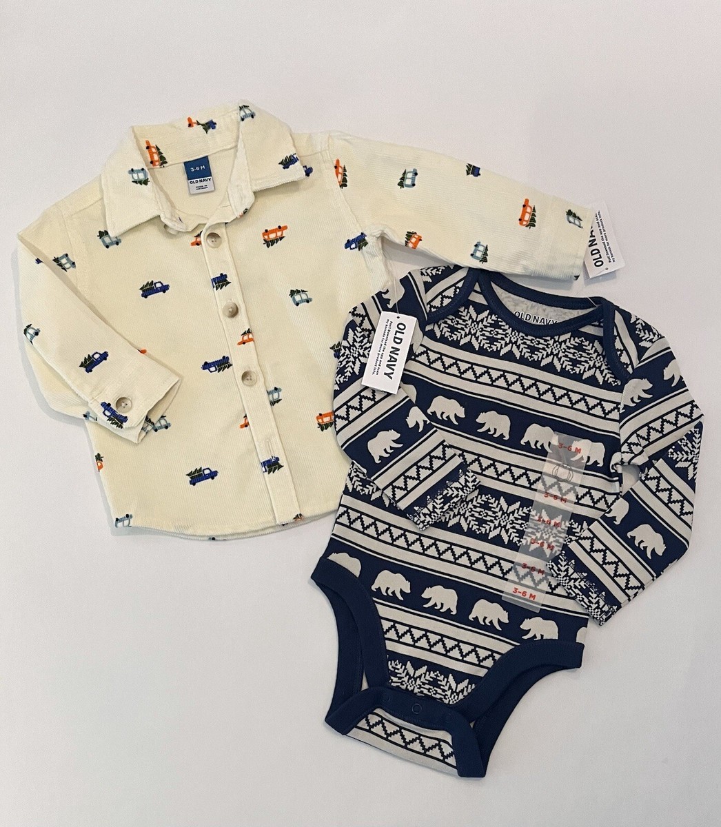 Old Navy Baby Boy Shirts 3-6 Months Winter Shirts PC Set New