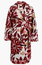 NEW, Farm Rio Ainika Flowers Fleece Coat in Red Multi Size S #C4459