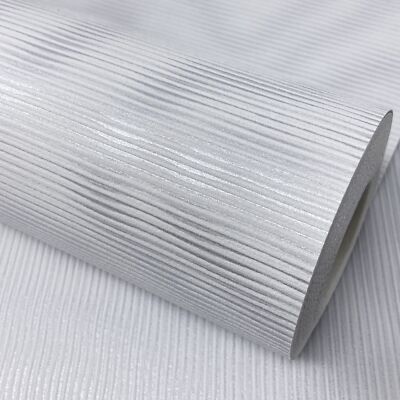 Paste The Wall - Luxus weiß & silber metallic gewellte Streifen strukturierte Tapete