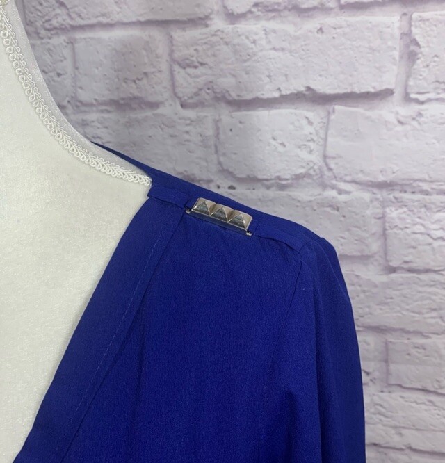 Zara Basic top blue blouse size Small - image 3