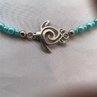 Turquiose Glass Pearl Beaded Sea Turtle Necklace w/Matching Bracelet Handcrafted — photo 2