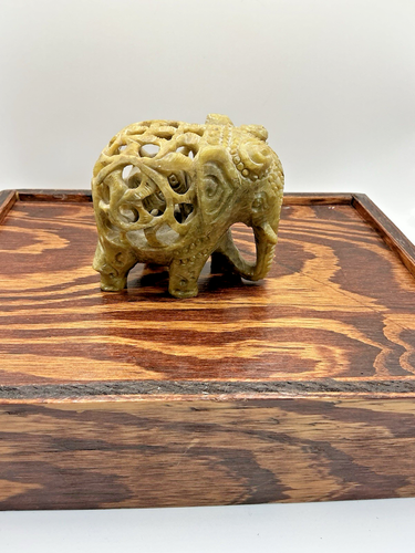 Vintage Hand Carved Soapstone Mother Elephant Sculpture W Baby Inside Figure - Picture 11 of 14