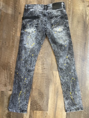 Encrypted Jeans Black Distressed Acid Wash Boys Sz 14 Good Vibes Only - Picture 2 of 3