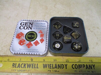 GEN CON Con 2017 Limited Edition Crystal Caste Dice Set with D6 Hard to Find Tin