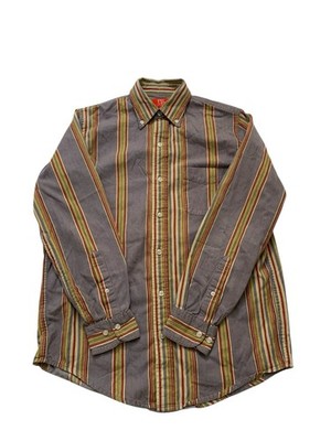 Vintage 90s Pot Luck Studios Striped Shirt Men S Short Sleeve Vertical Retro