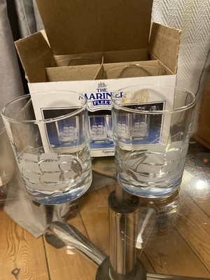 Omis Vintage Tumbler,Mariner Fleet Segelschiff Gläser,Rayware Whisky-Gläser..