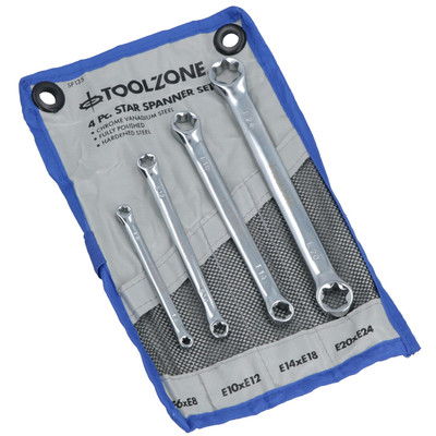 4-tlg Stern / Innen Torx / E Ringschlüssel Werkzeug Set E6 - E24 Schraubensch...