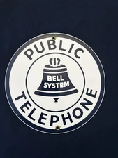 Vintage Bell System Public Telephone 9" Porcelain Round Sign▪︎NICE!!!