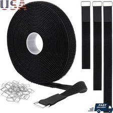 Adjustable Reusable Cable Straps 16ft Nylon Fastening Straps W/ 25 Buckles New