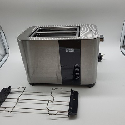 LEBENLANG Edelstahl Toaster mit Brötchenaufsatz 2 Scheiben - Touchscreen LED Dis