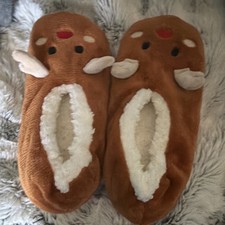Reindeer Christmas Slip-On Slippers Faux Fur Lined Cushioned Anti-Slip Women's