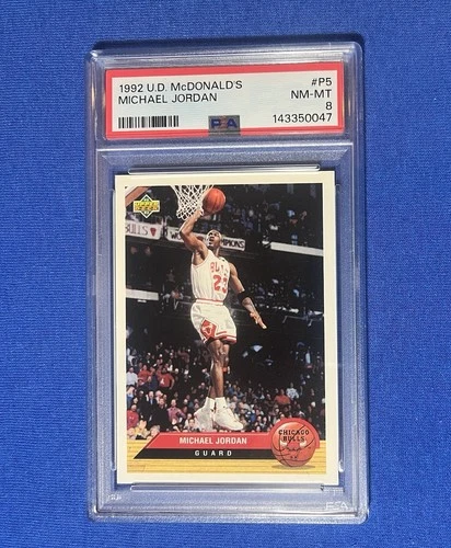 MICHAEL JORDAN U.D. Upper Deck McDonald's 1992 Basketball Card #P5 PSA 8