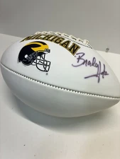 BRADY HOKE HAND SIGNED MICHIGAN WOLVERINES LOGO FOOTBALL No COA