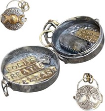 Triple Moon Silver Locket With Tree Life,Handmade Spell Locket,With A Crystal