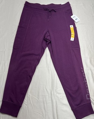 Reebok Women's Bottoms Soft Fleece Gravity Grape Wine Cuffed Jogger Sz Large NWT