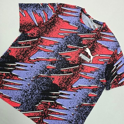 Puma Fandom Mens XXL Graphic T-Shirt All Over Print 90s Retro Abstract Tee