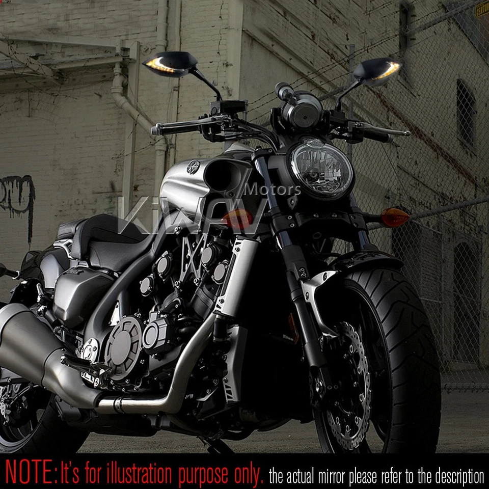 VAWiK LUCIFER Black Mirror High Rise Stem Sequential LED fits YAMAHA VStar VMax - Изображение 4 из 4