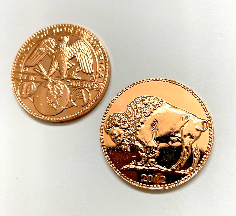 1 Round- 20g gram Solid Copper Buffalo Round 2012 Union Of America 10 Ameros