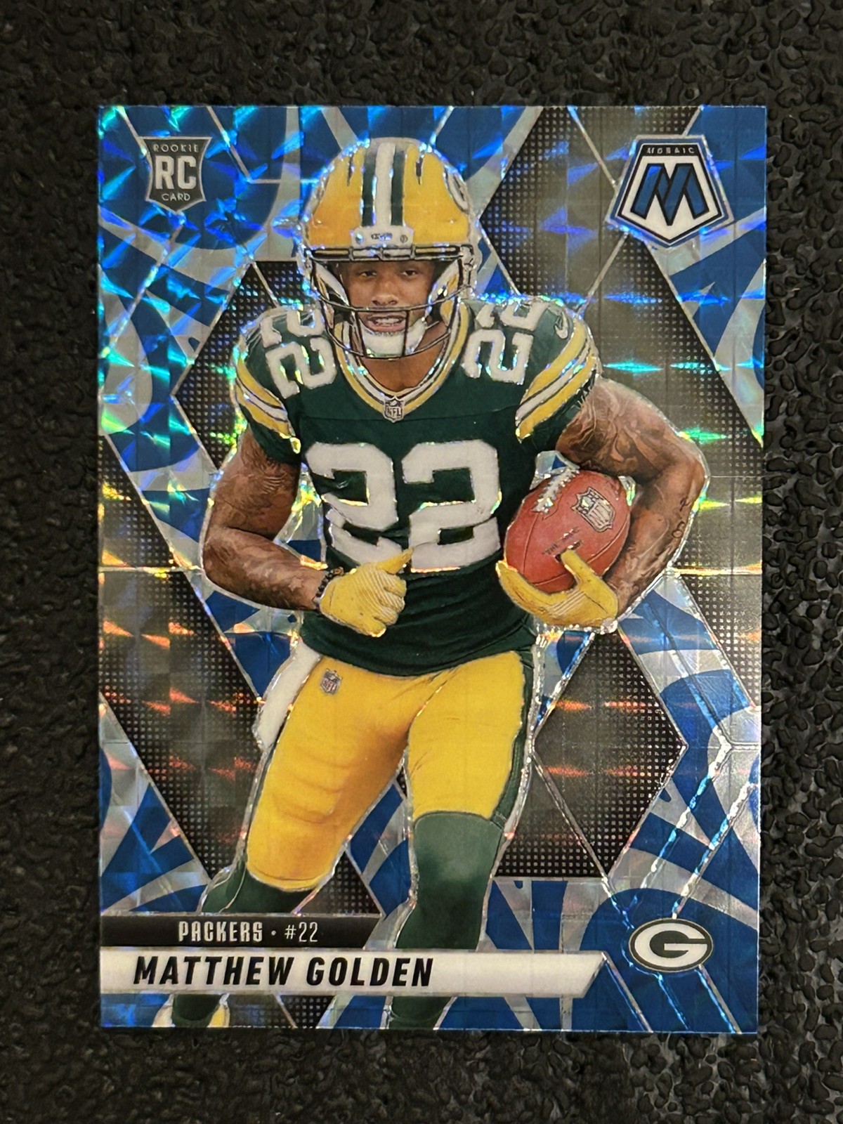2025 Panini Mosaic Matthew Golden Rookie Blue Reactive Prizm #323 RC Packers 🔥