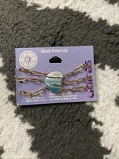 NEW Claire  s Bff Best Friend Glitter Heart Trio Bracelet Jewelry Chain Link