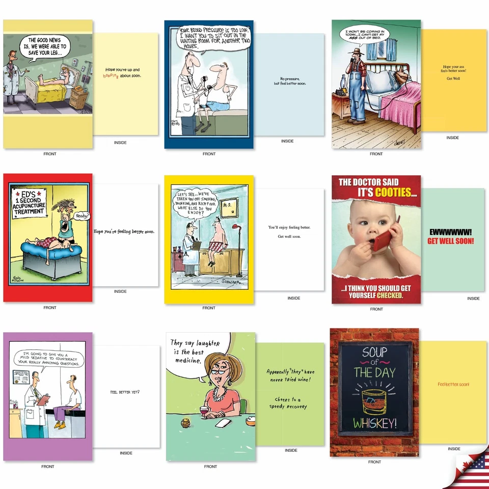 - 36 Assorted Hysterical Get Well Bulk Box Set Greeting Cards Envelopes - Mix... - Image 2 of 4