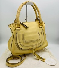 Borsa a mano Chloe Marcie borsa a tracolla tote bag in pelle gialla con carta...
