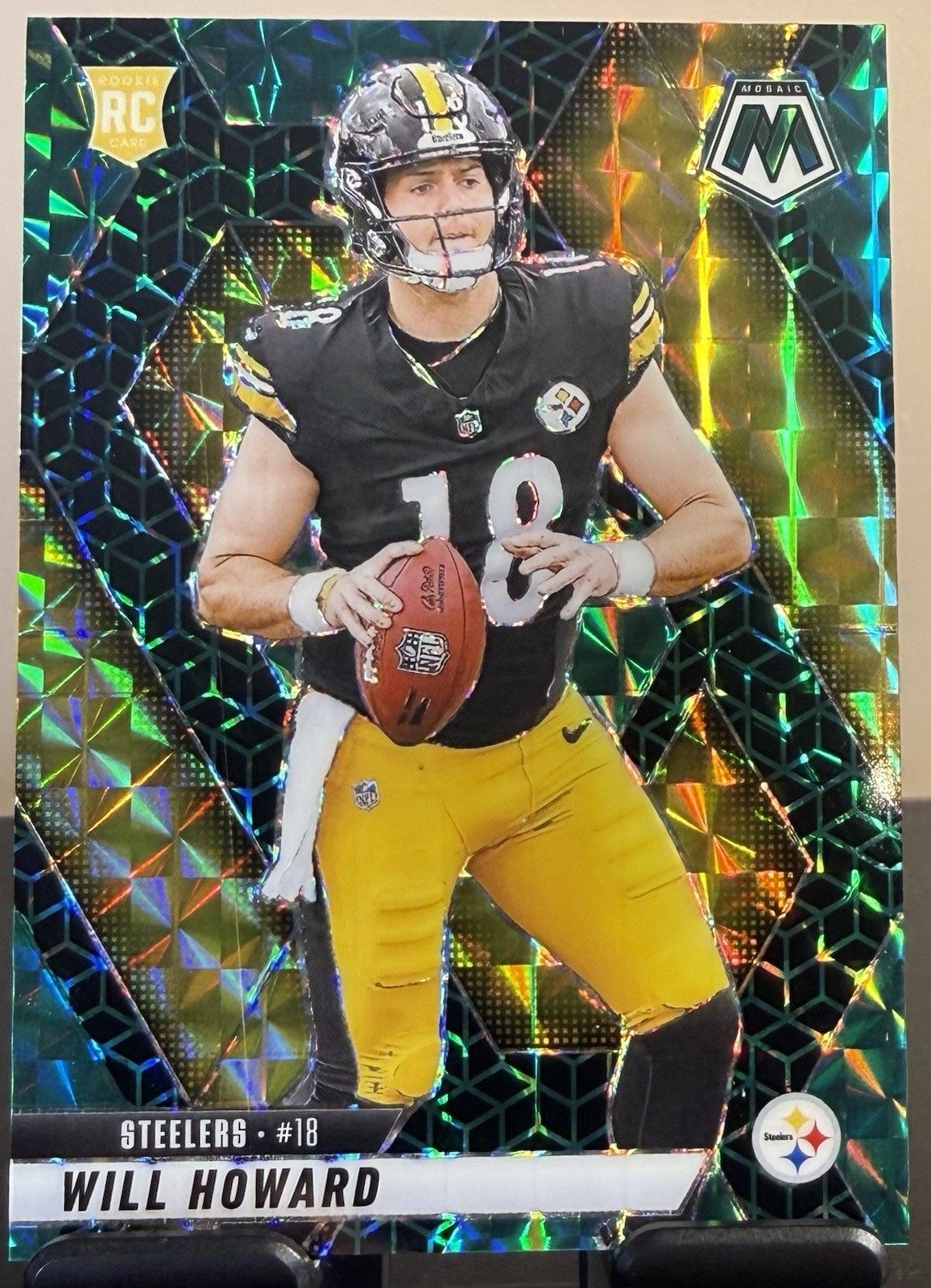 2025 Panini Mosaic Will Howard /13 First On Print Rc #318 Green Spectris FOTL