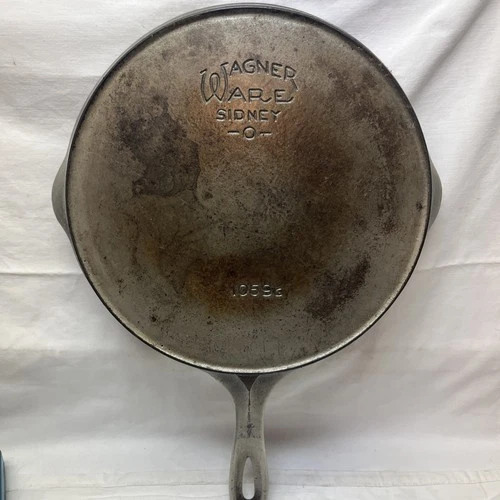 Antique Wagner Sidney O Cast Iron Skillet # 9 Heat Ring Nickel Plated Sits Flat