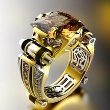 Vintage Jewelry Rings for Men Gothic Stainless Steel Ring Gold Color Fidget Ring