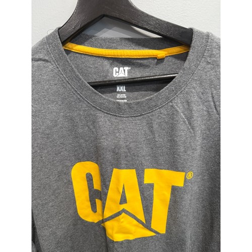 CAT Heavy Equipment Gray T-Shirt Mens XXL Short Sleeve Logo Graphic - Picture 2 of 3