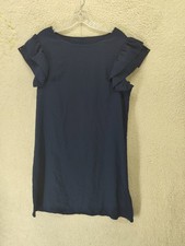 Shein Dress Womens Large Navy Blue Ruffle Sleeve Stretch Short Sleeve Casual