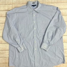 Tommy Hilfiger Men's Blue Micro Check Dress Shirt Size 18 34-35 Regular Fit