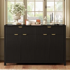 55.1'' Modern Scandinavian Sideboard (2 Drawers+4 Doors, Wave Design, Adjustable