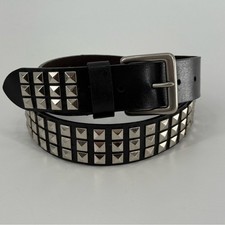 Black Leather Studded Spiked Belt Punk Goth 32
